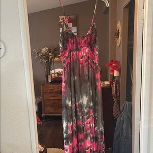 She school Pink and Gray Tie-Dye Maxi Dress
